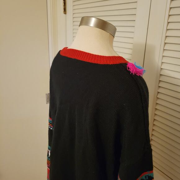 Alpaca Christmas Sweater Tassel Trim Holiday Time XL 16 18 Oversized Festive - Picture 5 of 8